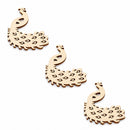 3 Peacocks Unfinished Wooden Shapes Craft Cutouts DIY Unpainted 3D Plaques 4 Inches