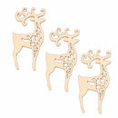 3 Reindeer Unfinished Wooden Shapes Craft Cutouts DIY 3D Plaques 4 Inches
