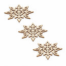 3 Snowflakes Unfinished Wooden Shapes Craft Cutouts DIY Unpainted 3D Plaques 4 Inches