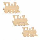 3 Choo-choo Trains Unfinished Wooden Shapes Craft Cutouts DIY Unpainted 3D Plaques 4 Inches