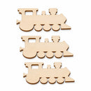 3 Choo-choo Trains Unfinished Wooden Shapes Craft Cutouts DIY Unpainted 3D Plaques 4 Inches