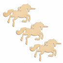 3 Unicorns Unfinished Wooden Shapes Craft Cutouts DIY Unpainted 3D Plaques 4 Inches