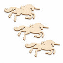 3 Unicorns Unfinished Wooden Shapes Craft Cutouts DIY Unpainted 3D Plaques 4 Inches