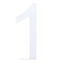 Arial Font White Painted MDF Wood Number 1 (One) 6 Inches