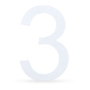 Arial Font White Painted MDF Wood Number 3 (Three) 6 Inches
