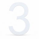 Arial Font White Painted MDF Wood Number 3 (Three) 6 Inches