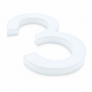 Arial Font White Painted MDF Wood Number 3 (Three) 6 Inches