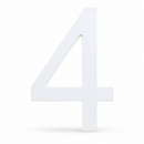Arial Font White Painted MDF Wood Number 4 (Four) 6 Inches