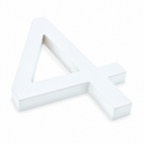 Arial Font White Painted MDF Wood Number 4 (Four) 6 Inches