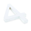 Arial Font White Painted MDF Wood Number 4 (Four) 6 Inches