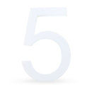 Arial Font White Painted MDF Wood Number 5 (Five) 6 Inches