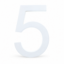 Arial Font White Painted MDF Wood Number 5 (Five) 6 Inches