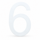 Arial Font White Painted MDF Wood Number 6 (Six) 6 Inches