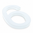 Arial Font White Painted MDF Wood Number 6 (Six) 6 Inches