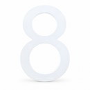 Arial Font White Painted MDF Wood Number 8 (Eight) 6 Inches