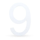 Arial Font White Painted MDF Wood Number 9 (Nine) 6 Inches