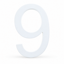 Arial Font White Painted MDF Wood Number 9 (Nine) 6 Inches