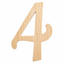 Unfinished Wooden Playball Italic Number 4 (6.25 Inches)