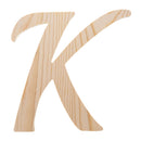 Unfinished Wooden Playball Italic Letter K (6.25 Inches)