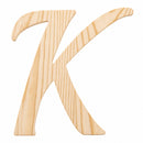 Unfinished Wooden Playball Italic Letter K (6.25 Inches)