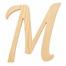 Unfinished Wooden Playball Italic Letter M (6.25 Inches)
