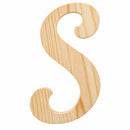 Unfinished Wooden Playball Italic Letter S (6.25 Inches)