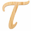 Unfinished Wooden Playball Italic Letter T (6.25 Inches)