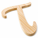 Unfinished Wooden Playball Italic Letter T (6.25 Inches)