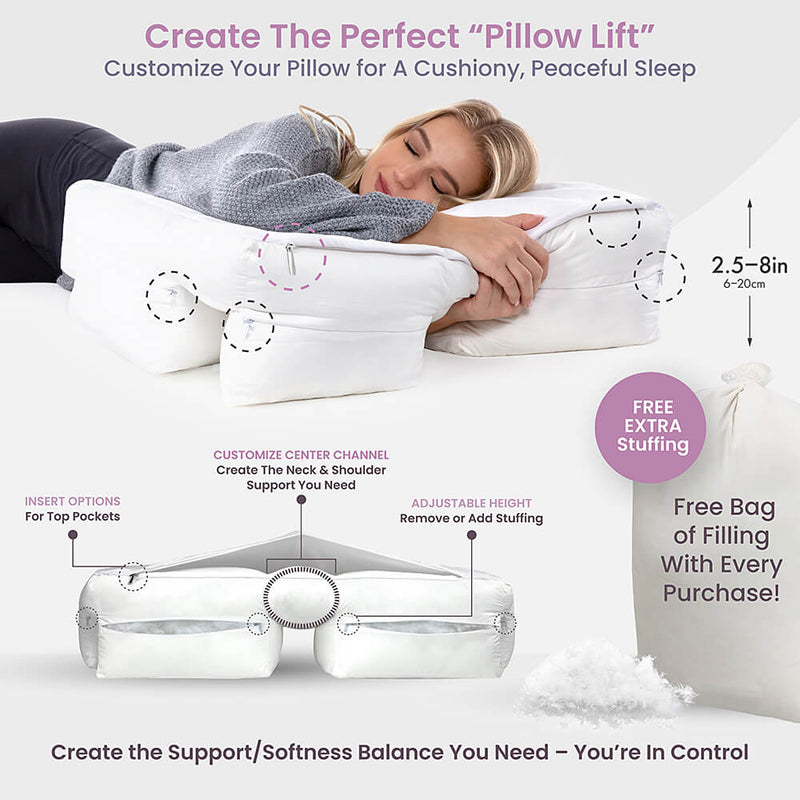 Wife Pillow - Down Alternative Fiber Fill - Front, Back & Side Sleeper Pillow With Arm Hole