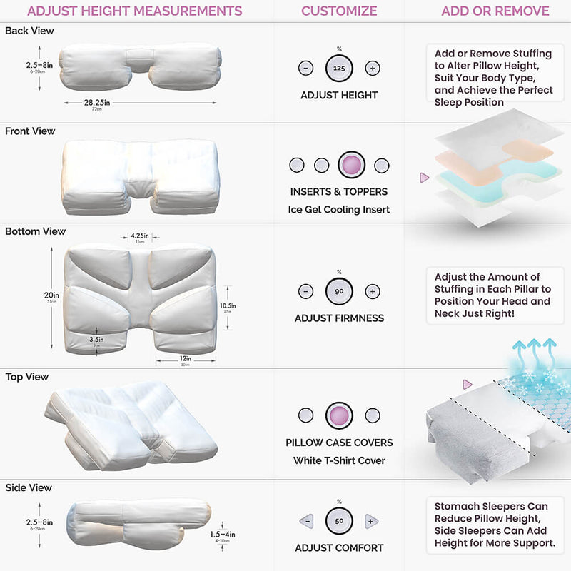 Wife Pillow - Down Alternative Fiber Fill - Front, Back & Side Sleeper Pillow With Arm Hole