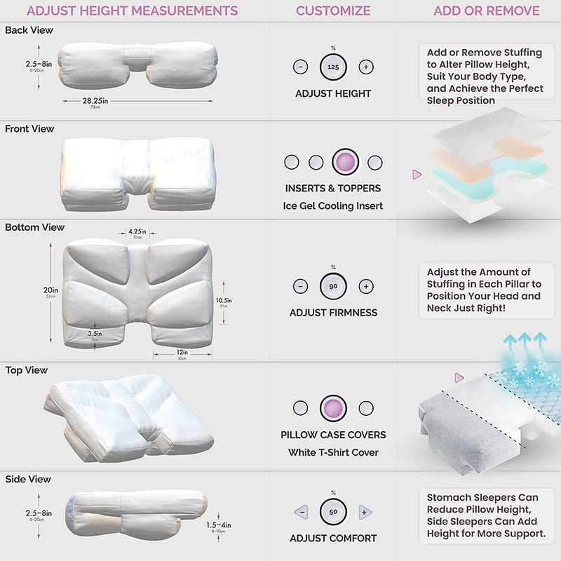 Wife Pillow - Arm & Body Position Bed Pillow - Bamboo Shell & Charcoal Shredded Memory Foam Filled Pillow