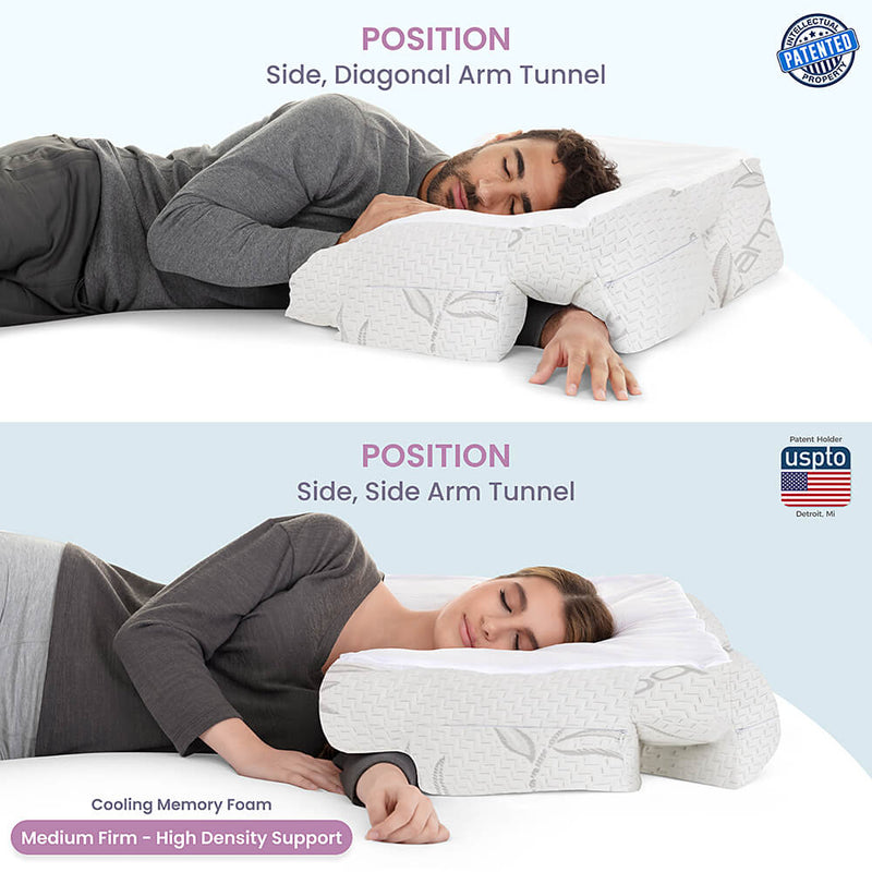 Wife Pillow - Arm & Body Position Bed Pillow - Bamboo Shell & Cooling Shredded Memory Foam Filled Pillow