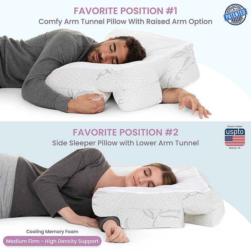 Wife Pillow - Arm & Body Position Bed Pillow - Bamboo Shell & Cooling Shredded Memory Foam Filled Pillow