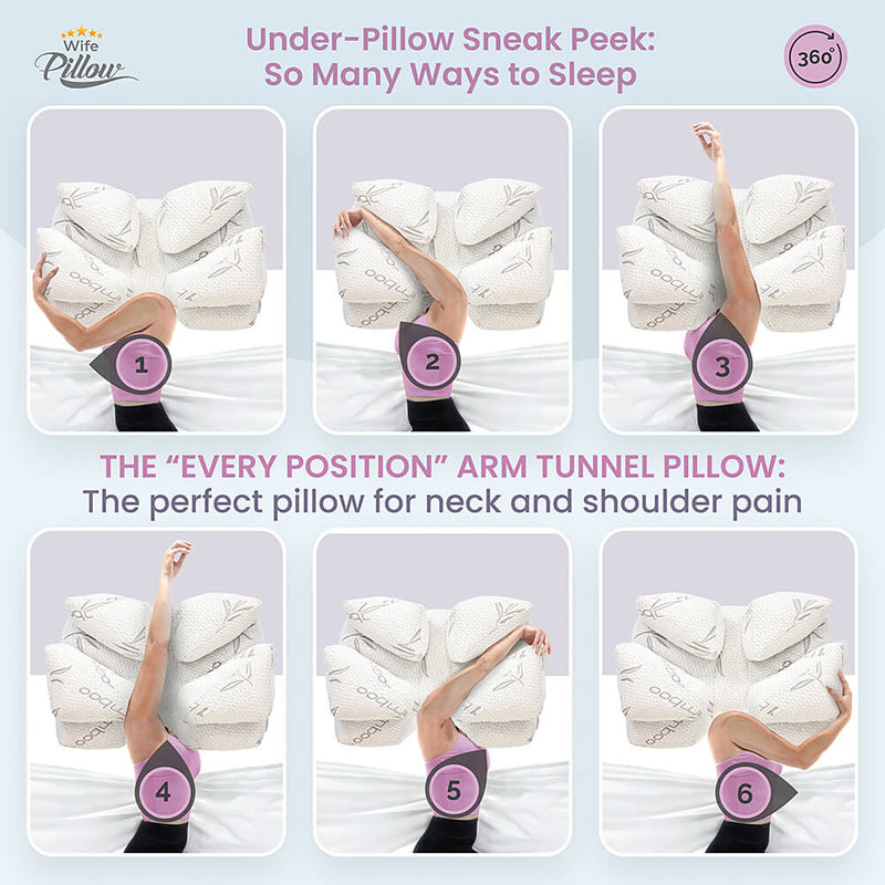 Wife Pillow - Arm & Body Position Bed Pillow - Bamboo Shell & Cooling Shredded Memory Foam Filled Pillow