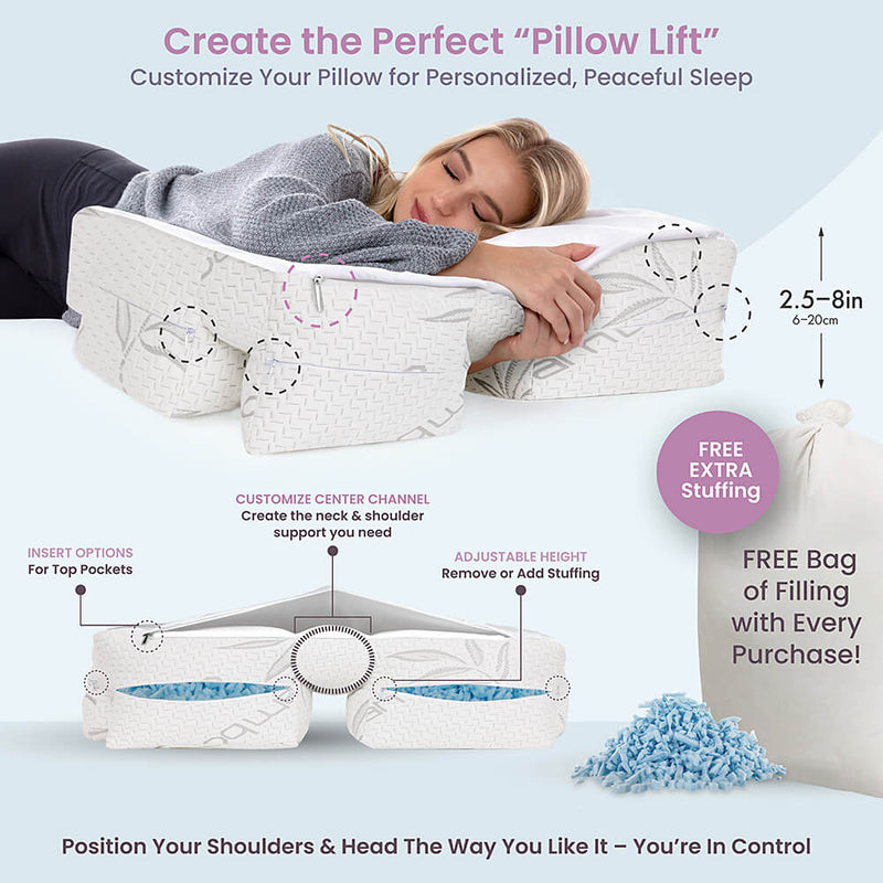 Wife Pillow - Arm & Body Position Bed Pillow - Bamboo Shell & Cooling Shredded Memory Foam Filled Pillow