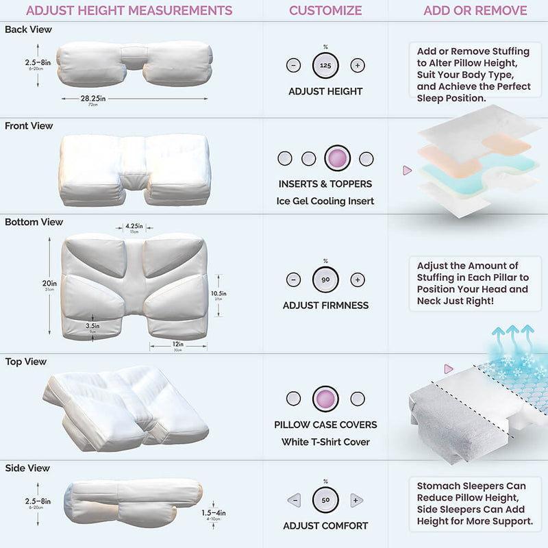 Wife Pillow - Arm & Body Position Bed Pillow - Bamboo Shell & Cooling Shredded Memory Foam Filled Pillow