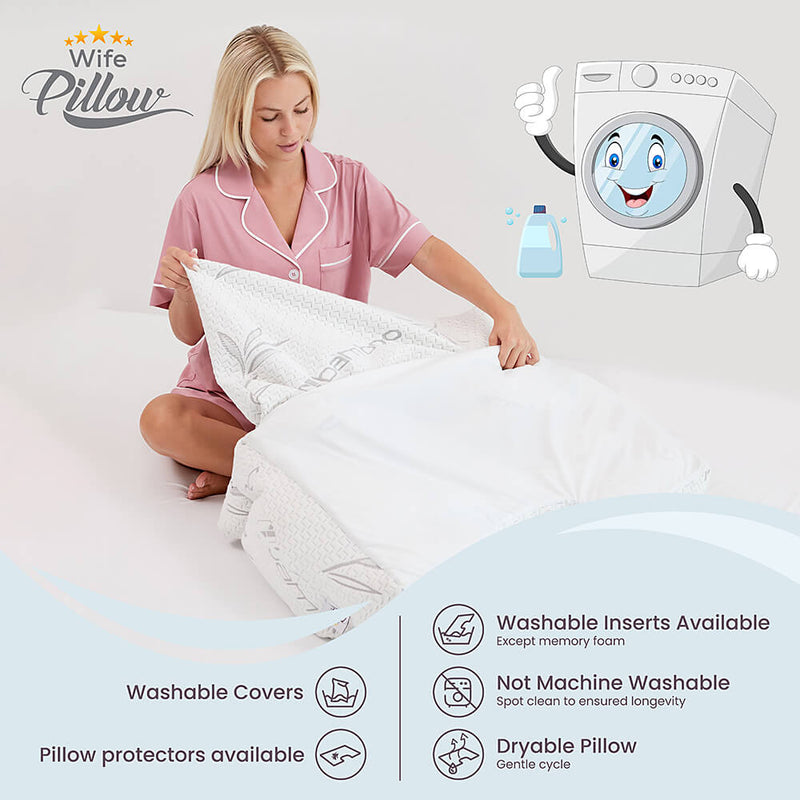 Wife Pillow - Arm & Body Position Bed Pillow - Bamboo Shell & Cooling Shredded Memory Foam Filled Pillow