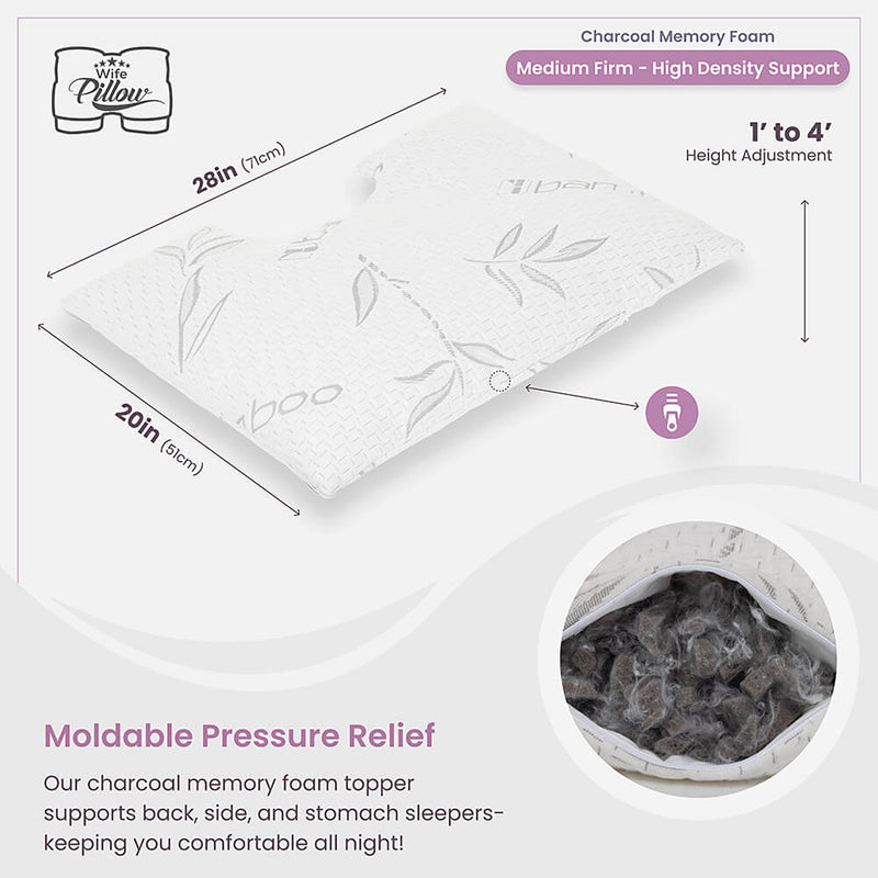 Insert Topper - Bamboo Charcoal Shredded Memory Foam (Adjustable / Zipper Access)