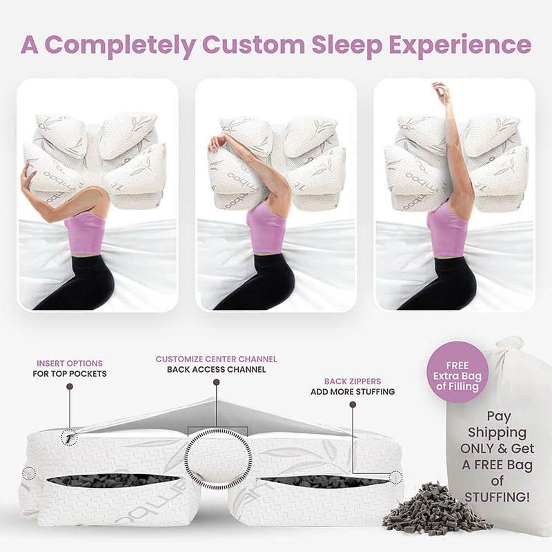 Insert Topper - Bamboo Charcoal Shredded Memory Foam (Adjustable / Zipper Access)