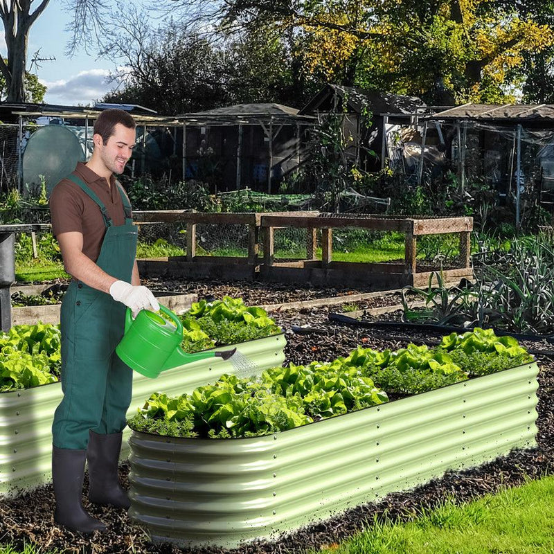 17" Tall, 12-in-1 Galvanized Raised Garden Bed in Sage Green