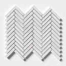 Siberian White Honed Herringbone Marble Mosaics 10 7/16x12 13/16