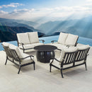 Black Aluminum Fire Table Set with Four Deep Seating Loveseats