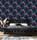 Dark Wallpaper with Little Pink Flowers