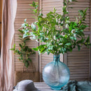 Faux Silk Camellia Flower Leaf Stem in Green or White
