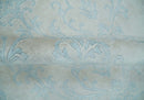 Silky 8x10 Silver and Aqua Handmade Floral Design Art Silk  Area Rug