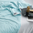 Silky light blue cooling queen quilt bedroom summer comforter