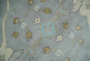 Silver and Beige Hand Knotted 8x10 Oriental Oushak Wool Area Rug, Living Room Rug | TRDCP1152810