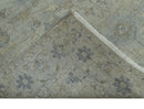 Silver And Beige Traditional Design Hand Knotted 4x5.6 Wool Area Rug