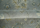 Silver and Brown Antique Traditional Floral Oushak wool area Rug