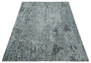 Silver and Charcoal Rug 8x10 Hand Woven Abstract Area Rug